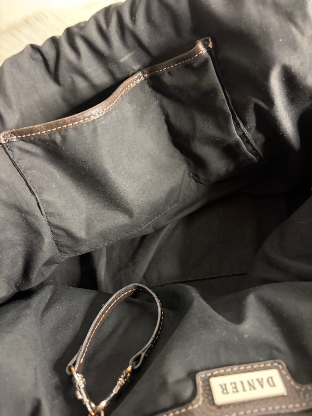 Danier Dark Brown Leather Satchel with Metal Logo Plate - Picture 16 of 16